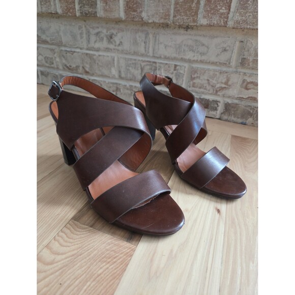 Pierre Dumas Brown Vegan Leather Strappy Heel Sandals Size 7.5 - Picture 1 of 10